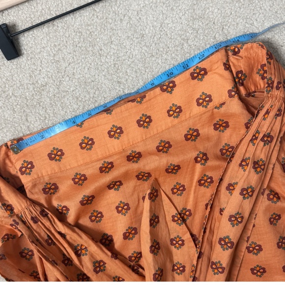 Anthropologie & Other Stories Skirt Printed Tie Front Midi Skirt Orange Size 4 - Picture 10 of 16